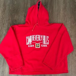 Vintage Camp Beverly Hills Cropped Oversized Hoodie Sweatshirt Red Size M/L